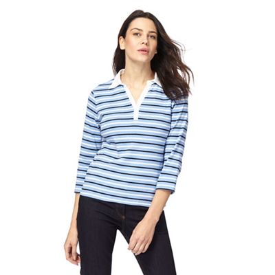 Maine New England Pale blue striped top